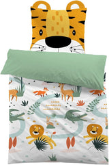 3D-Mikrofaserbettwäsche, Tiere, Unisex Bettwäsche – Kinder Naty Shop Löwe mit Ohren 135×200+80×80