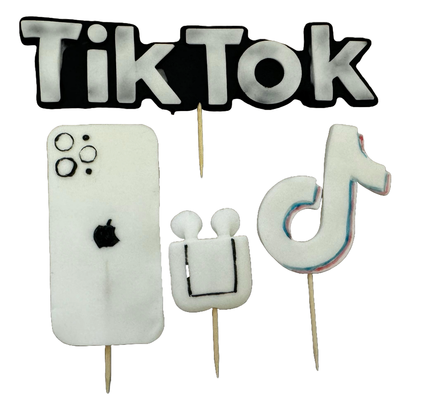 Set mit 4 essbaren Dekorationen aus Zuckerpaste, TikTok Sugar Paste Decorations Naty Shop