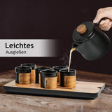 MIAMIO – Japanisches/chinesisches Tee-Set 6 x 100 ml/asiatische Teekanne 620 ml mit Tee-Ei, traditionelles japanisches Teekannen-Set für Teeliebhaber/Männer/Frauen (schwarz)