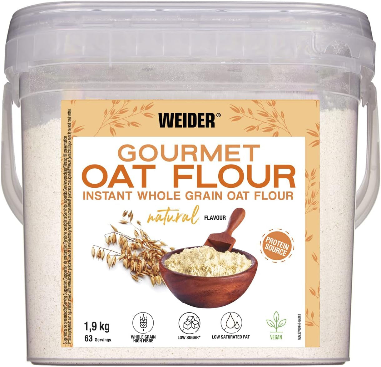 Weider Gourmet Haferflocken (1,9 kg) Brownie-Geschmack. Vollkorn-Haferflocken. Proteinquelle mit niedrigem Zuckergehalt.