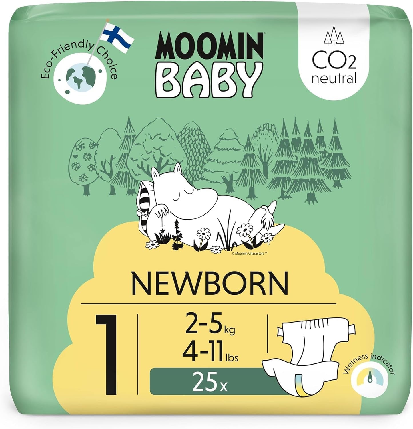 Mumin-Baby-Öko-Windeln, Größe 3, 5–8 kg, 48 Stück, hochwertige weiche Windeln | Weich und hautfreundlich, atmungsaktiv, saugfähig, keine unnötigen Chemikalien |