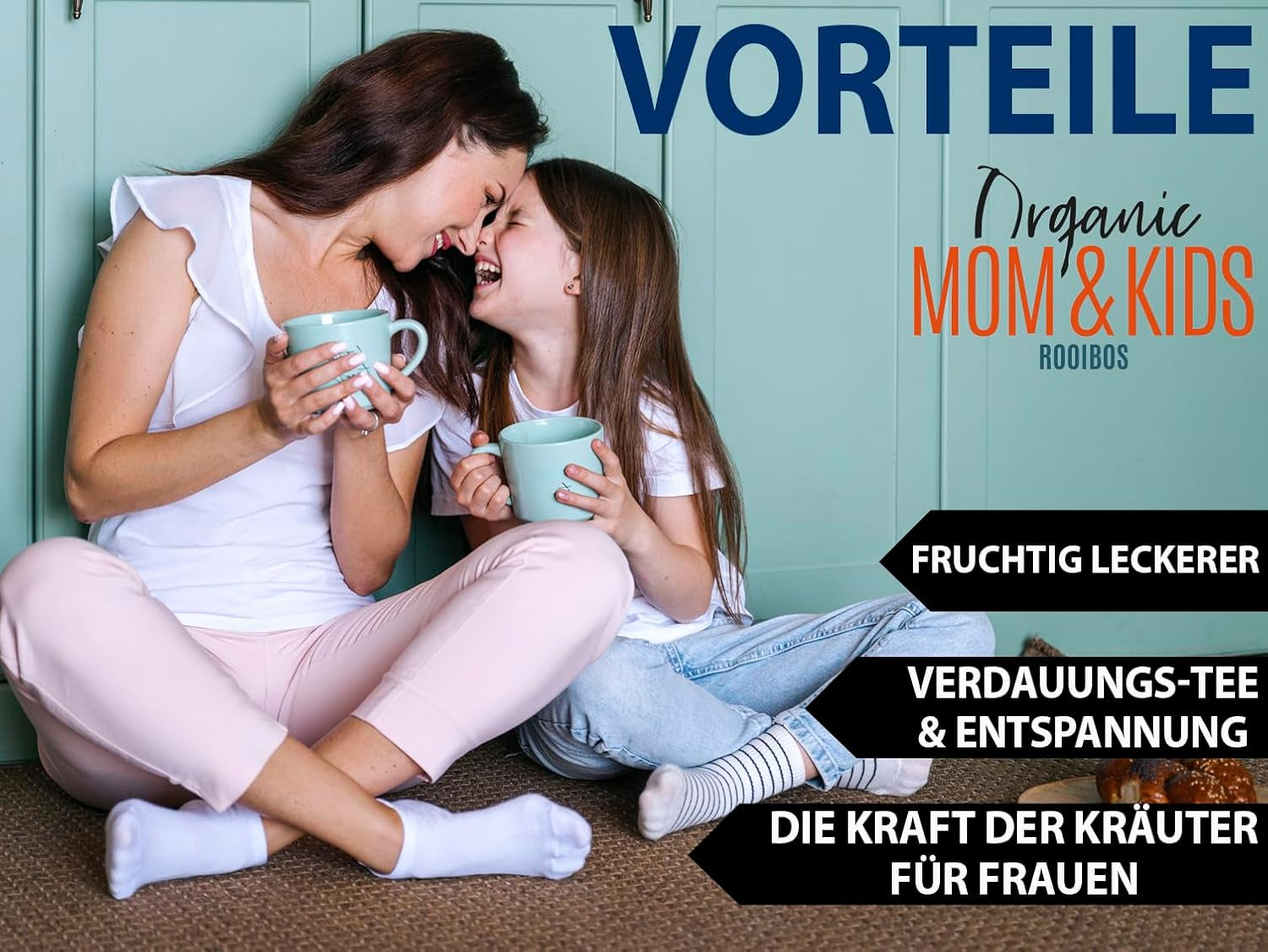 VITSTORM® BIO TEE Mom & Kids – Tee für Frauen und Stillende – Rooibos, Apfel, Fenchel, Zitronenmelisse, Alchemilla, Erdbeere – Entspannender Tee – Fruchtig und lecker – Koffeinfrei – Kräutertee 100 g