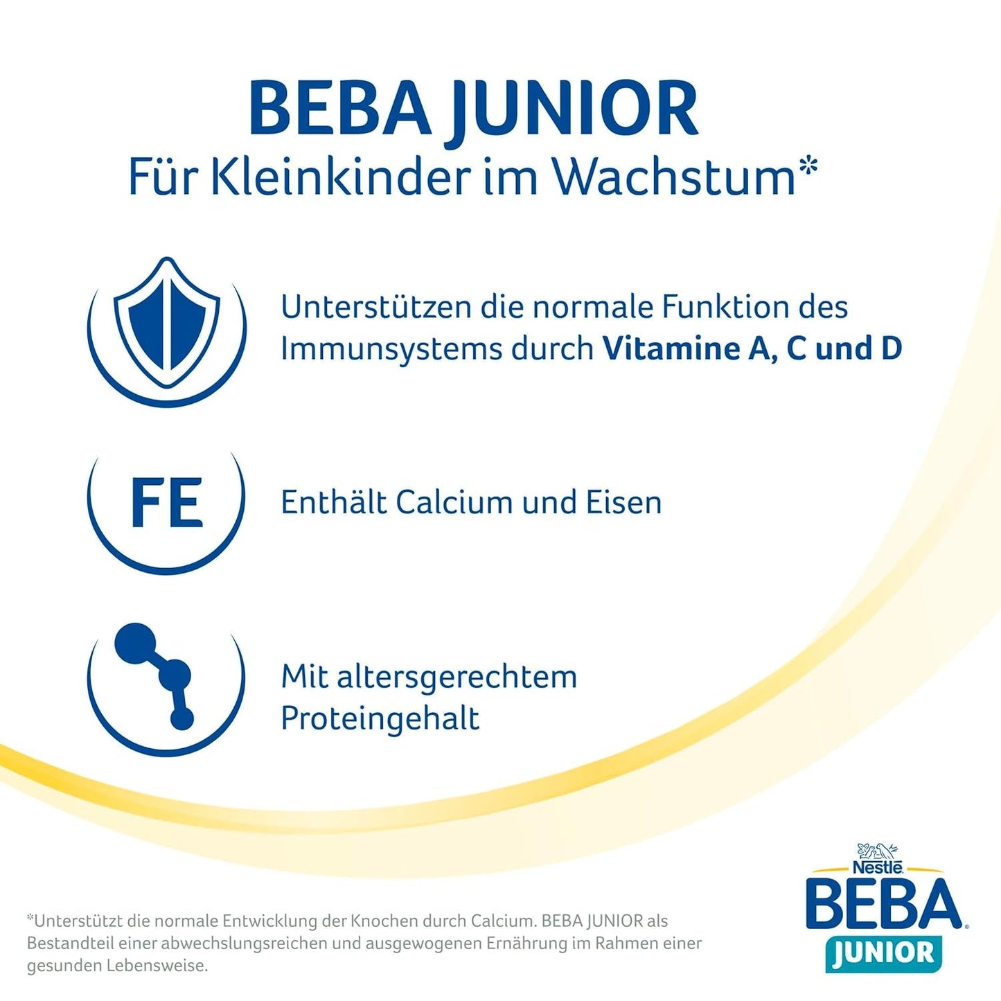 BEBA Junior 2+ Milchgetränk ab 2 Jahren, Mit HMO, Altersgerechter Proteingehalt, Nur Laktose, Ohne Palmöl, Ohne Fischöl, Kleinkindnahrung, Babymilchpulver, 6er Pack (6 x 800g)