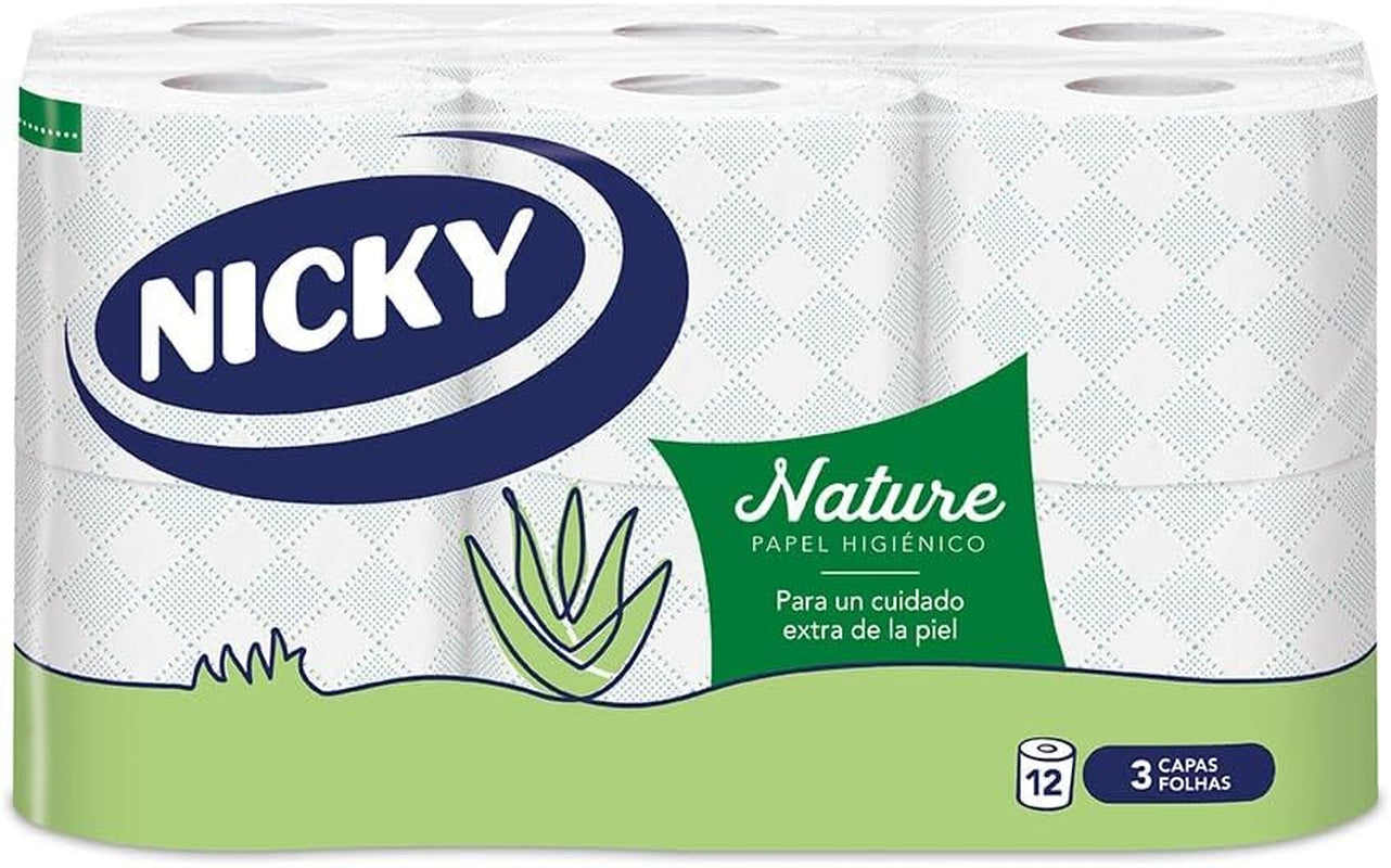 Natur-Toilettenpapier, 12 Rollen, 3 Schichten