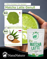 Nananaturas Bio-Matcha-Latte-Mischung mit 22 % Grüntee-Pulver in Zeremonienqualität aus Japan | Für einen einfachen und köstlichen Teegenuss | Auch für Eis und Gebäck geeignet