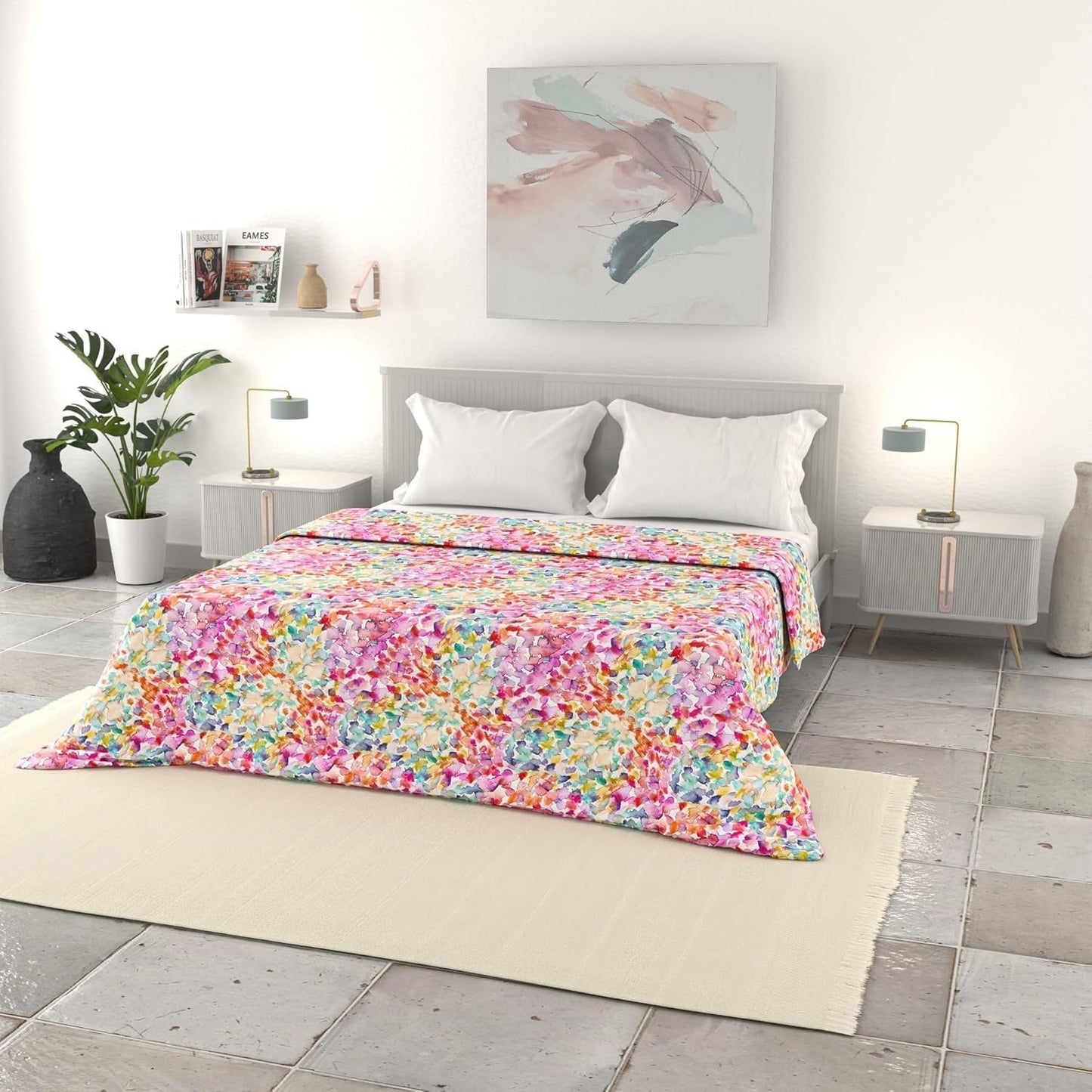 Italienische Bettwäsche, einfache Sommerdecke, bedruckte Mikrofaser, 250 x 240 cm, Rombi Quilts und Steppdecken Naty Shop Spring 250 x 240 cm