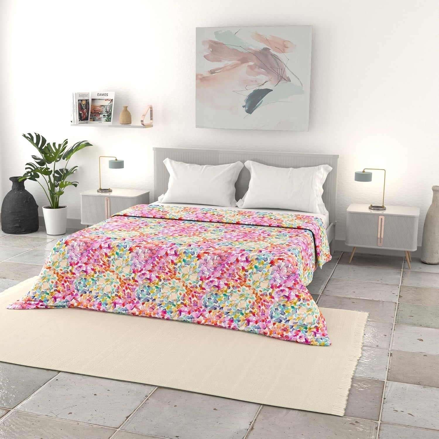 Italienische Bettwäsche, einfache Sommerdecke, bedruckte Mikrofaser, 250 x 240 cm, Rombi Quilts und Steppdecken Naty Shop Spring 250 x 240 cm