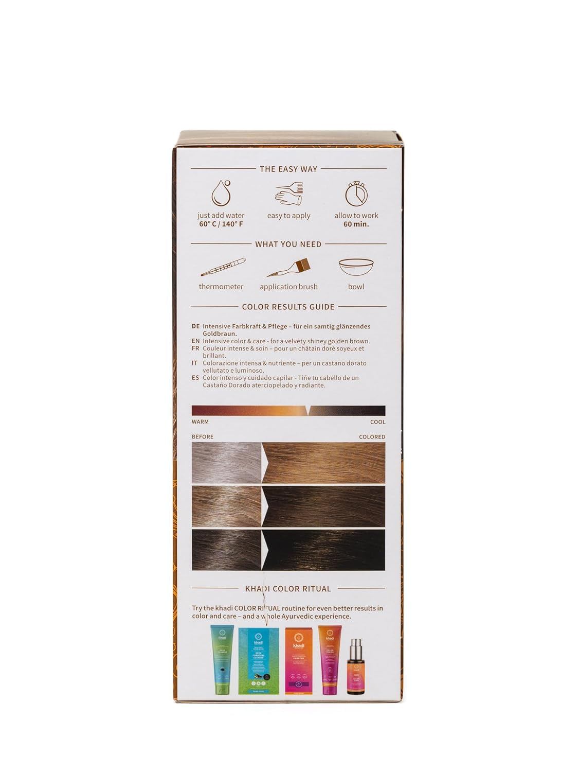 khadi GOLDBRAUN Pflanzenhaarfarbe, Haarfarbe von leuchtendem Bernstein bis zu sanftem und glänzendem Goldbraun, 100 % pflanzliche Naturhaarfarbe, natürlich und vegan, zertifizierte Naturkosmetik, 100g Naty Shop Haarfarbe