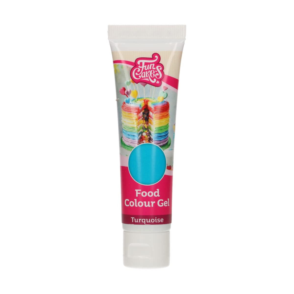 Lebensmittelfarbe Funcakes Gel Türkis: Hochkonzentrierte Lebensmittelfarbe für Teig, Creme, Fondant und Marzipan. Einfache Dosierung. Ein einziger Tropfen, um lebendige Farben zu erzeugen. Halal. 30 g.