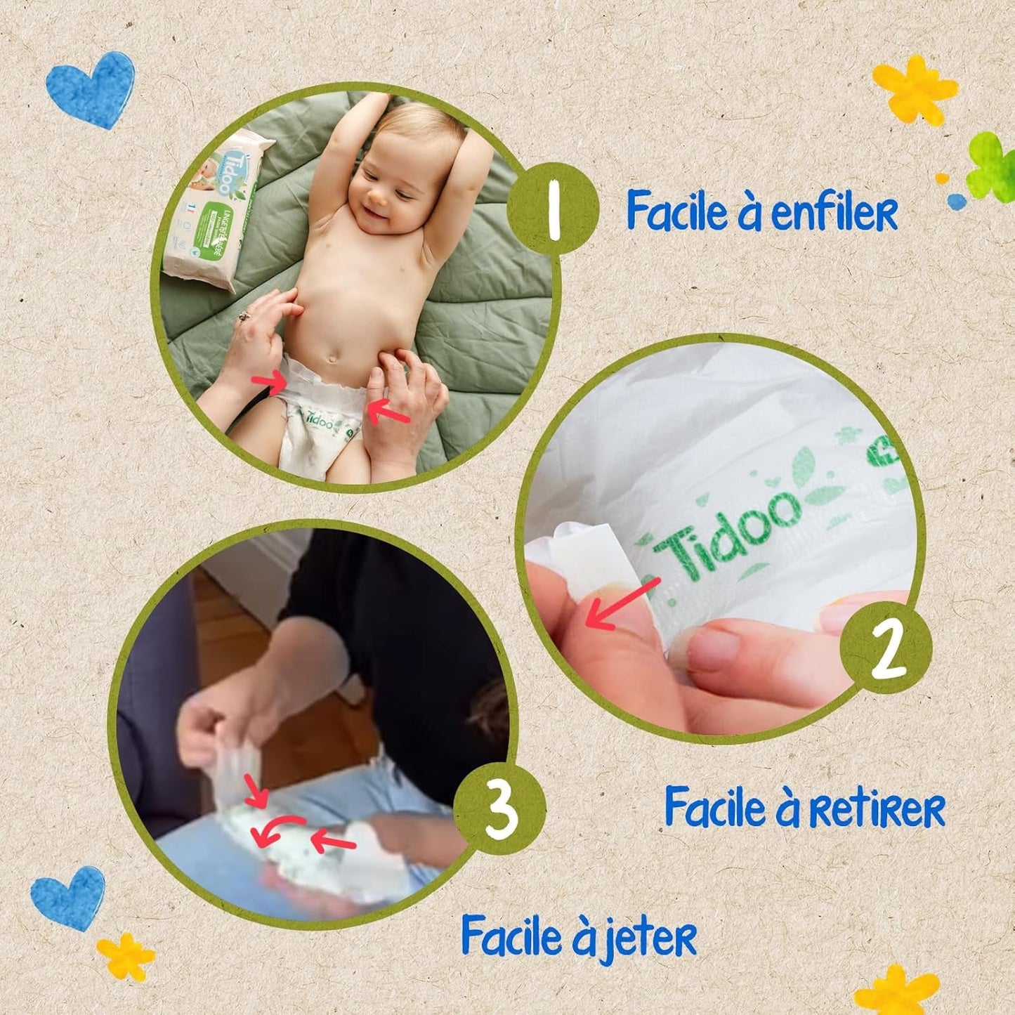 - Ökologische Diadeln, Größe 2 (3-6 kg) – natürlicher Ursprung, ohne Schadstoffe – 12 Stunden trocken, extrem saugfähig – Hermestellung in Frankreich – 150 Einwegdiadeln – Packung 1 Monat