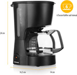 Tristar-Kaffeemaschine, Kapazität 6 Tassen, 600 W, Warmhaltefunktion, automatischer Stopp, Dauerfilter, Anti-Tropf-System, kompakt und tragbar, leicht zu reinigen, CM-1246