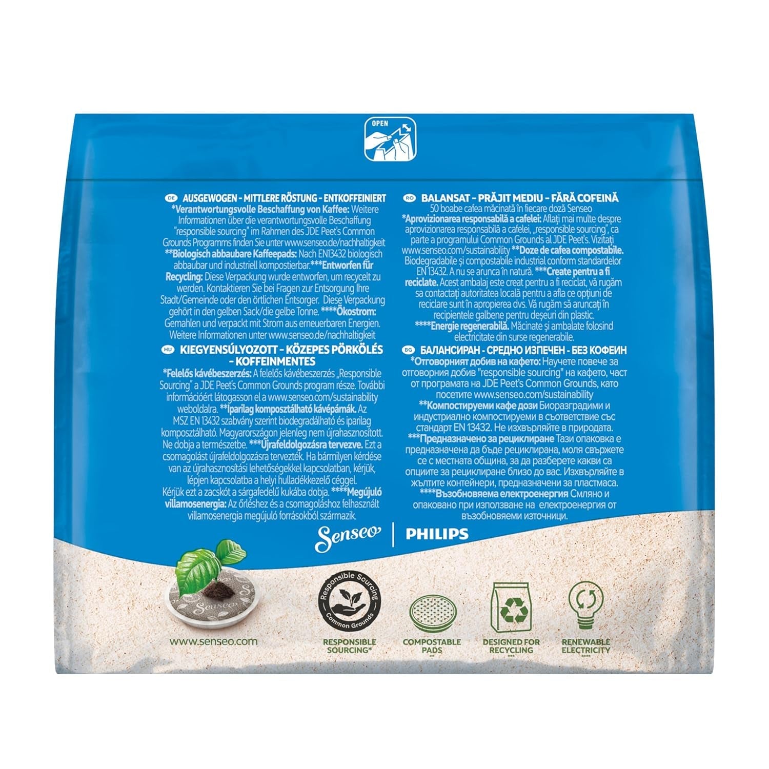 Senseo Pads Decaf entkoffeiniert, 5 x 16 Getränke, 80 Kaffeepads