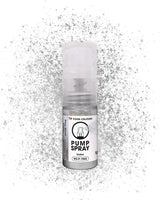 Essbares Glitzer-Lebensmittelspray NEW SILVER SHIMMERING 5G Pump mit Metallic-Pulver für die schnelle und effektive Dekoration von Kuchen, Cremes, Gelees, Pralinen, Schokoladen- und Zuckerdekorationen