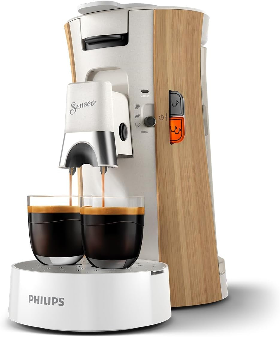 Espressomaschine mit PHILIPS Senseo Select Kapseln – Intensity Plus, mit Memo-Funktion für 3 Kaffeespezialitäten, Crema Plus, ökologisches Produkt, hochwertig, seidenweiß (CSA240/05)