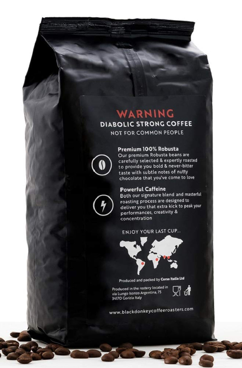 TEUFELSBRATEN | Kaffeebohnen 1KG | Extrem starker Kaffee | Kaffee mit hohem Koffeingehalt | Premium-Robusta von