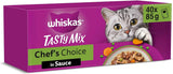WHISKAS TASTY MIX Nassfutter in Sauce für Katzen 40 x 85g Chef's Choice