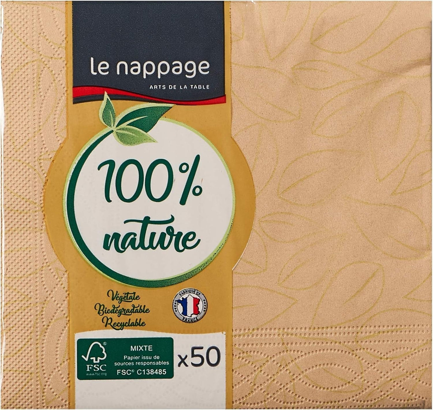 Le Napage 50 Baumwollservietten 25 x 25 cm, 3-lagig, FSC weiß