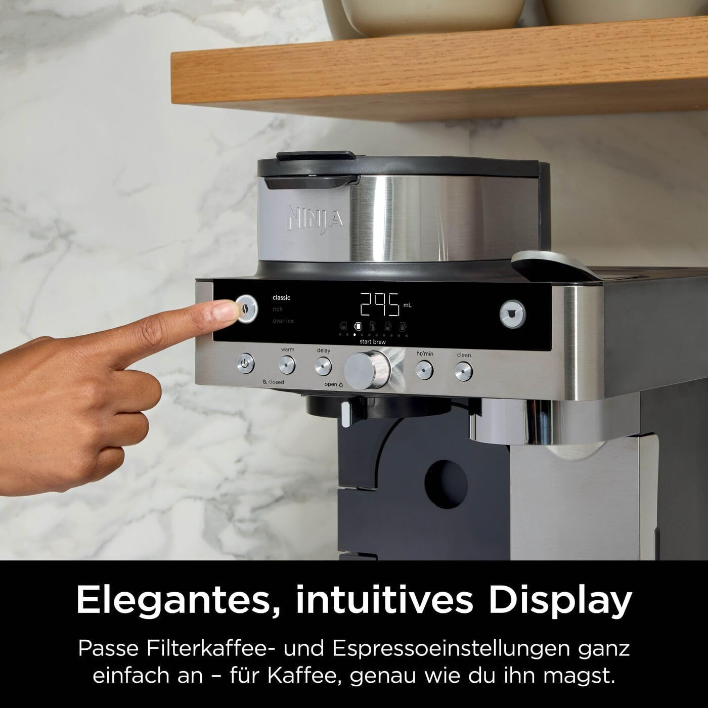 Ninja Prestige 2-in-1-Filterkaffeemaschine mit Kapseln und integriertem Milchaufschäumer, für Latte, Eiskaffee und Flat White, Schwarz CFN802EU