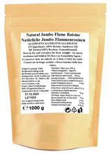1 kg rohe Jumbo Flame-Sultaninen, ganze Frucht, glutenfrei, sojafrei, ohne Zuckerzusatz, ohne Konservierungsstoffe, ohne Süßstoffe, mit Sonnenblumenöl. Dehydrierte Produkte Naty Shop