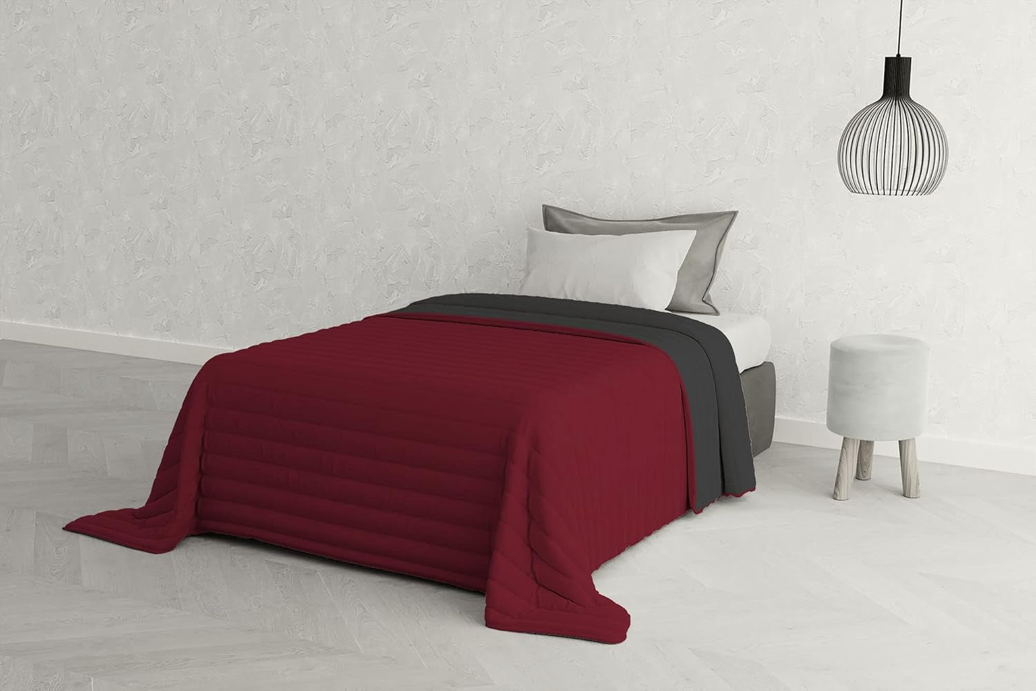 Italienische Bettwäsche Estivo Einzelbett, Leinen, Aqua, 170 x 270 cm Bettdecken und Steppdecken Naty Shop Grigio/Bordeaux 170 x 270 cm