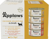 Applaws 100 % natürliches Premium-Nassfutter für Katzen, Hühnerbrühe-Auswahl für ausgewachsene Katzen – 4er-Packung (12 x 70 g)