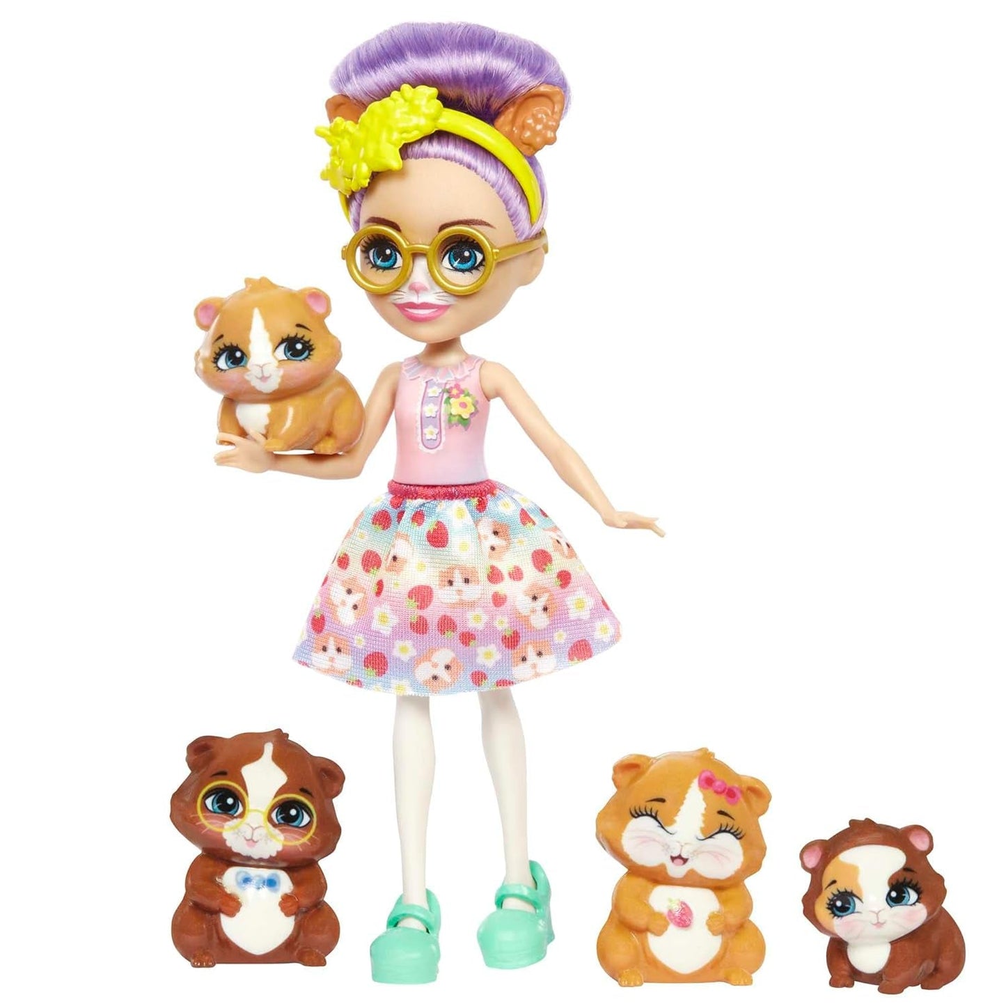 ENCHANTIMALS City Tails Glee Meerschweinchenfamilie – Meerschweinchenpuppen mit 4 bezaubernden Meerschweinchenfiguren, ab 4 Jahren, HHB84