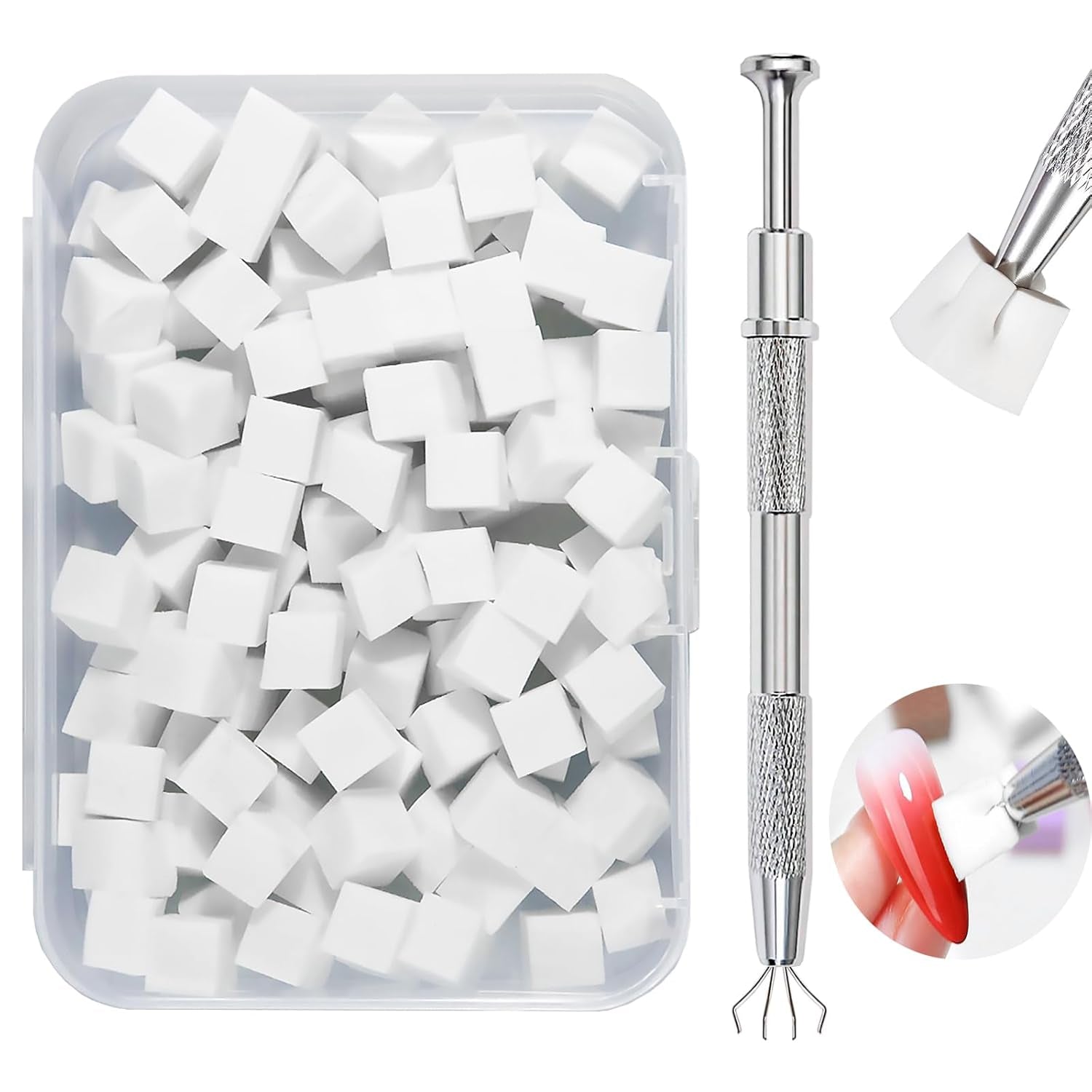 Nagelkunst Schwammpinsel,100 Stück Nail Art Schwämme Mit Metallgreifer,Nagels Zubehör Sponge,Nagel Pinsel,Maniküre Zubehör Für Nägel,Um Eine Varaudzen Von Gradient Nail Art Patterns Zu Ersetzen