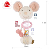 Fehn Regenmacher-Maus – Motorikspielzeug mit Glocke zum Greifen und Geräuschemachen – Glockenstab fördert spielerisch Sinne und Motorik – für Babys und Kleinkinder ab 0+ Monaten Babyspielzeug Naty Shop