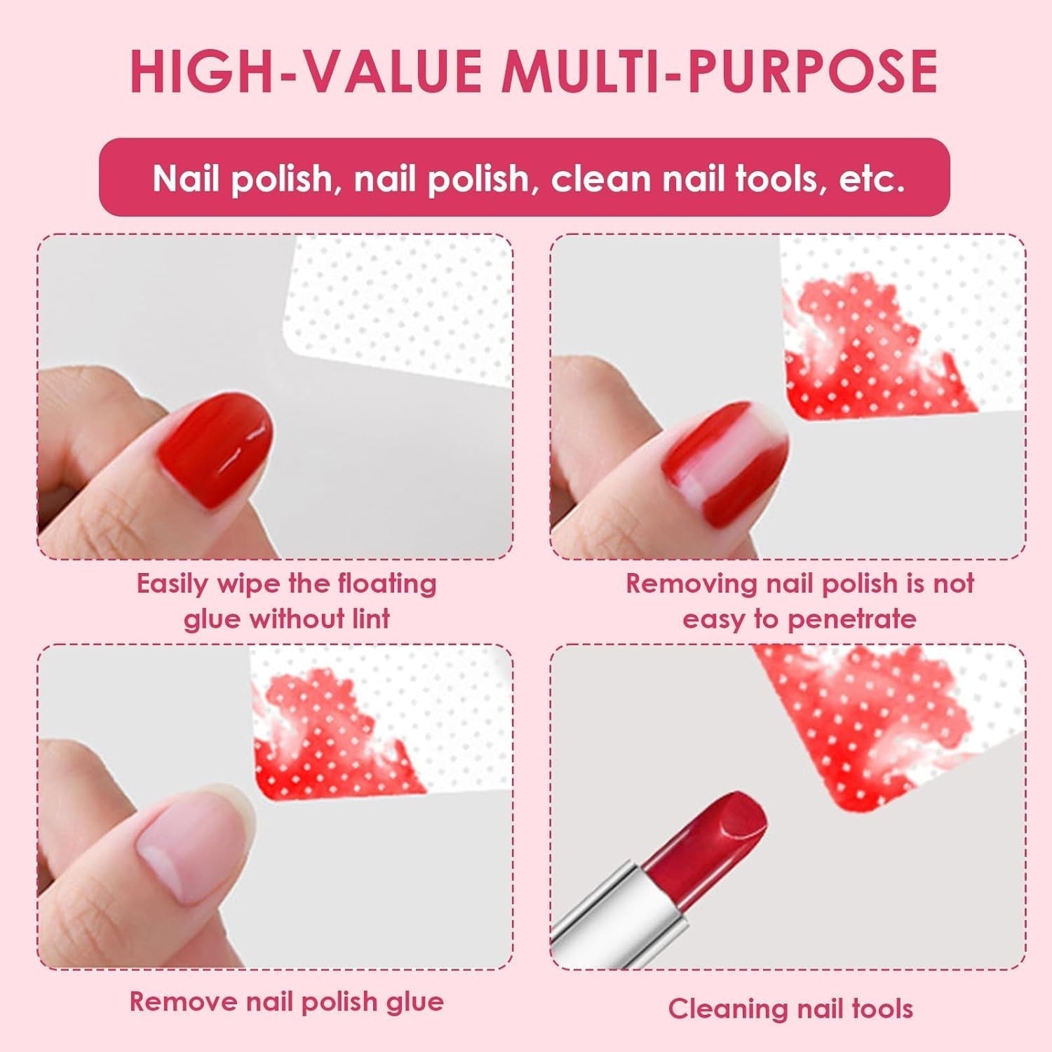 330 Stück Fusselfreie Nägel Wattepads, Fusselfreie Nageltücher, Nagel Wischtücher Wattepads, Nagelleck Entfernen Für Cleaner Gelnägel Nail Wipes Pads (Weiß)