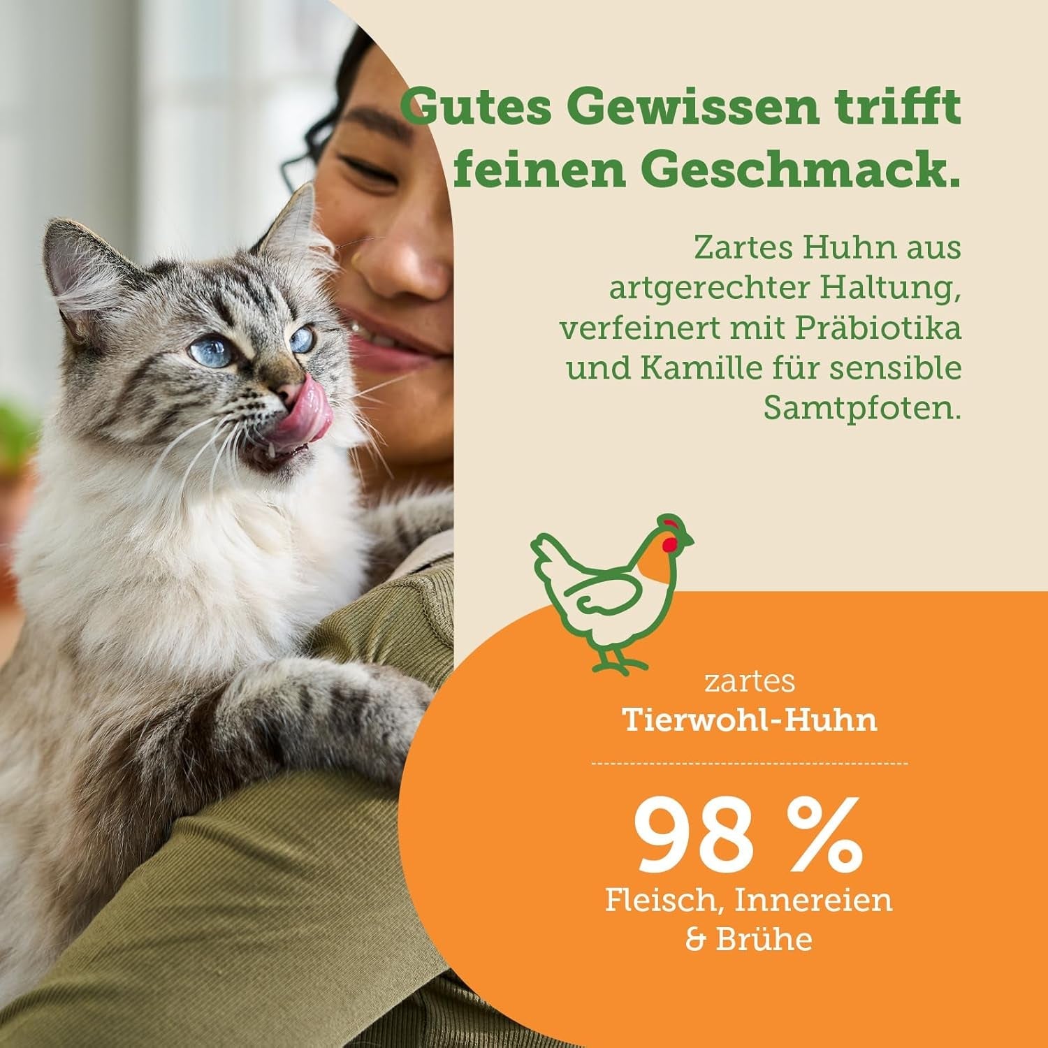 Nassfutter für Katzen MERA Cats Nature Sensitive mit Huhn 12x85g | Monoprotein, zuckerfrei und getreidefrei | Hoher Fleischanteil und leicht verdauliches Nassfutter für Katzen