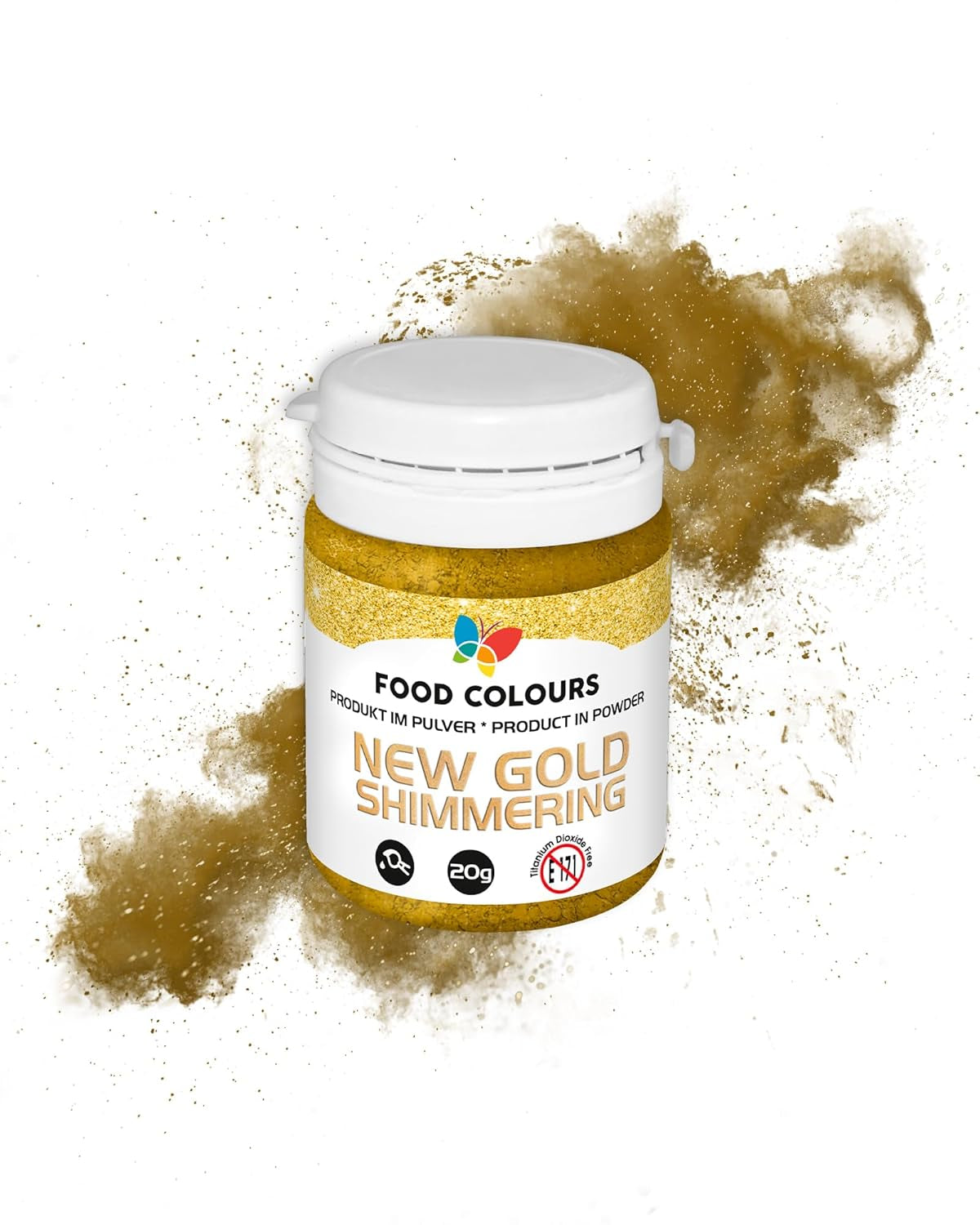 Lebensmittelfarbe Lebensmittelfarbpulver mit Metallic-Effekt, ORIGINAL GOLD 20G Lebensmittelfarbe – Ideal zum Dekorieren von Kuchen, Torten, Zuckerpasten, Keksen und Getränken.