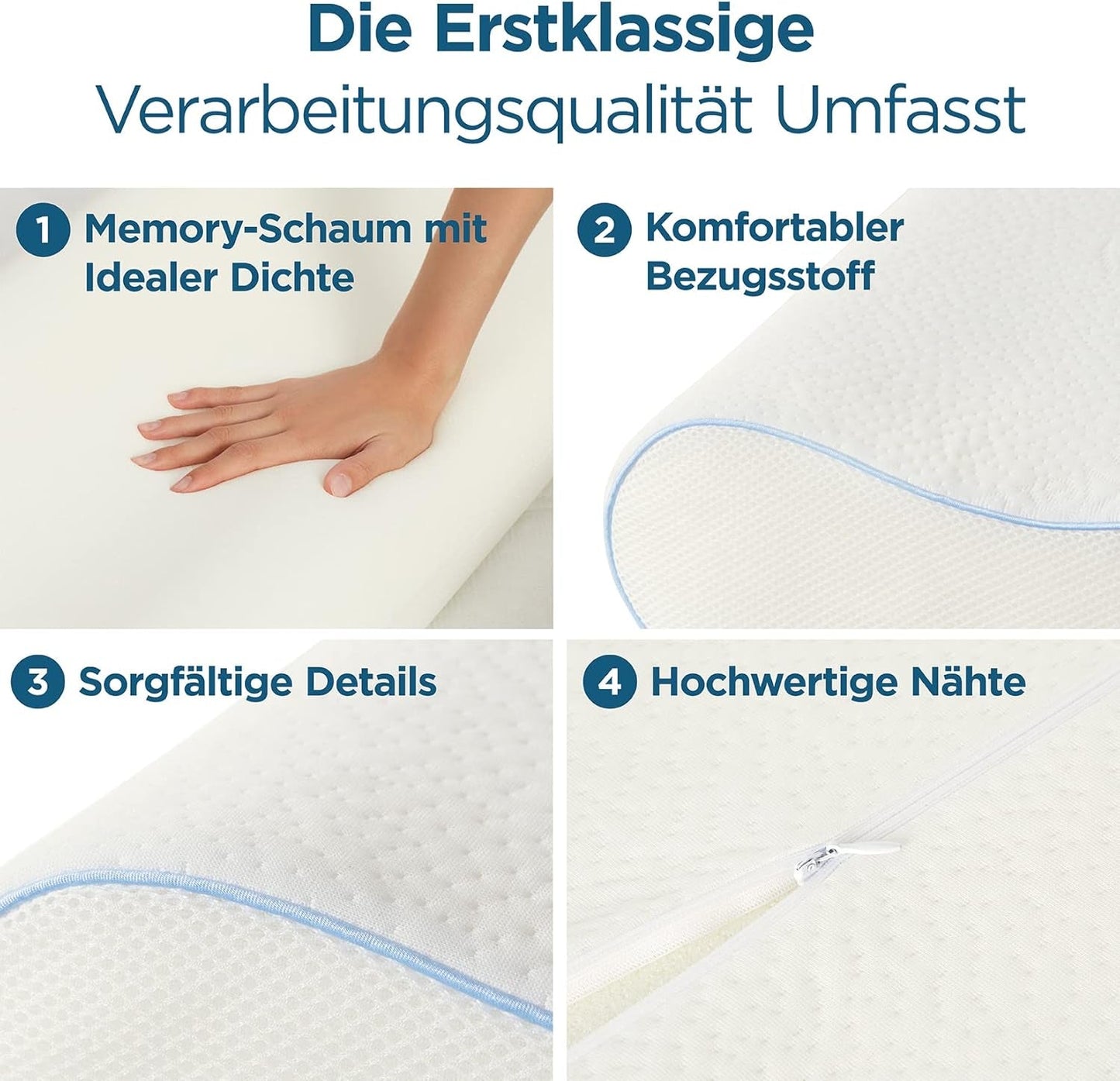 ORTHOVERSE Orthopädisches Kissen – Nackenstützkissen, Schlafkissen, Kopfkissen, Memory-Schaum-Kissen, Kopfkissen, Nackenschmerzkissen – höhenverstellbar, Aloe Vera-Bezug, medizinisches Hilfsmittel Naty Shop Cervical Orthopedic Pillows