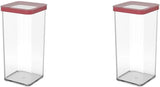 Rotho Loft Set mit 5 Vorratsdosen mit Deckel, verschiedene Größen, BPA-freier Lebensmittelkunststoff (PP), transparent/rot, (21,4 x 21,4 x 23,5 cm) Naty Shop Frischhaltedosen 1,5 l (2er-Pack)