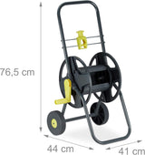 Relaxdays 45m Schlauchwagen, mobile Garten- und Balkonschlauchtrommel, mit Schlauchführung, 76,5x44x41 cm, grau-gelb