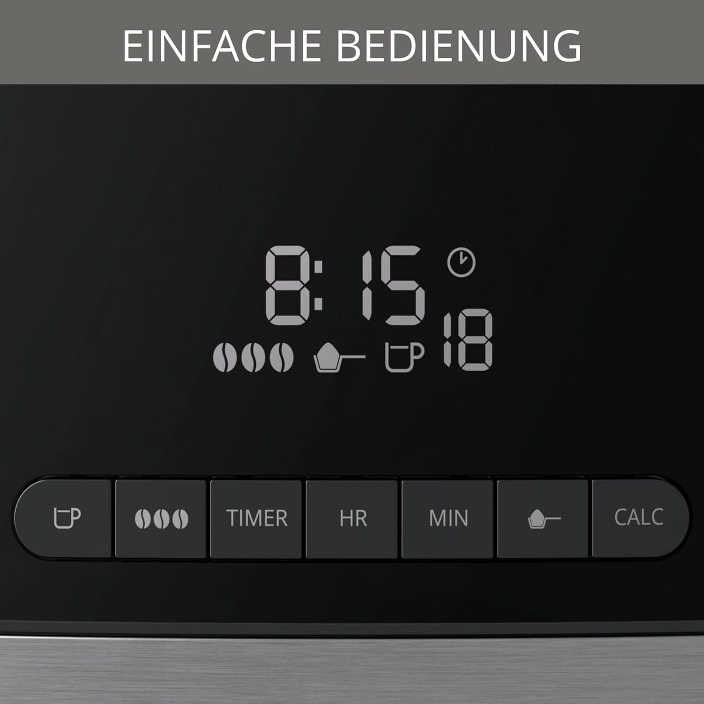 Krups Espressomaschine KM8328 Mahlen mit Mahlwerk | 24-Stunden-Timer | Getreidebehälter 180 g | Fassungsvermögen 1,25 l für bis zu 15 Tassen Kaffee | Automatische Abschaltfunktion | 3 Mahlgradeinstellungen | Schwarz