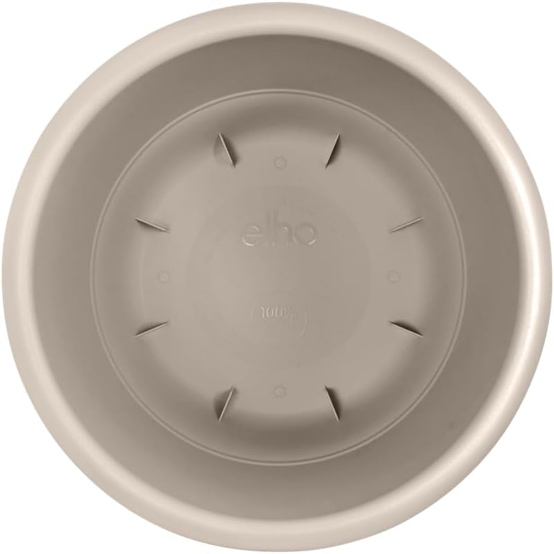 elho Amiga Round 30 – Blumentopf für drinnen und draußen – 100 % recycelter Kunststoff – Ø 29,5 x H 20,2 cm – Beige/Pilzbeige