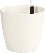 Dehner Mila Blumentopf mit Selbstbewässerungssystem, Ø 30 cm, Höhe 26 cm, Kunststoff, weiß