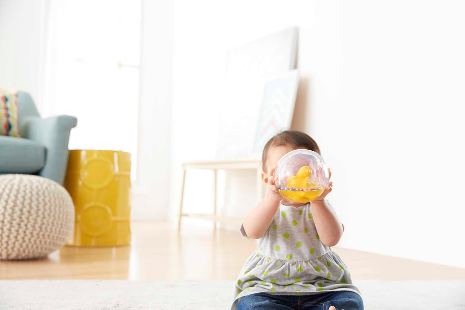 Fisher-Price WaterMates Ducky Ball, lustige Ente im Konfettiball, Babyspielzeug, Spielball, Badespielzeug, ab 3 Monaten, 75676 Babyspielzeug Naty Shop