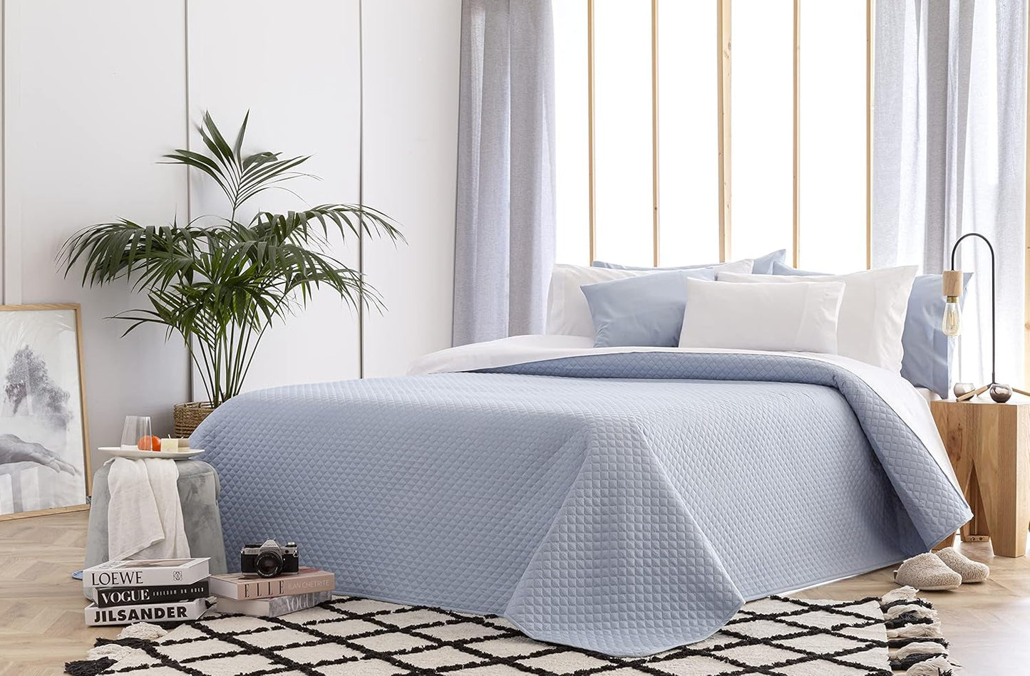 Todocama Fine Boutique Tagesdecke mit Rautenmuster Frühling Sommer Herbst Winter 100 % Mikrofaser Extra weiche multifunktionale Tagesdecke 105–200 x 260 cm Beige Betten und Decken Besuche den Todocama-Store Hellblaue Cama 105–200 x 260 cm