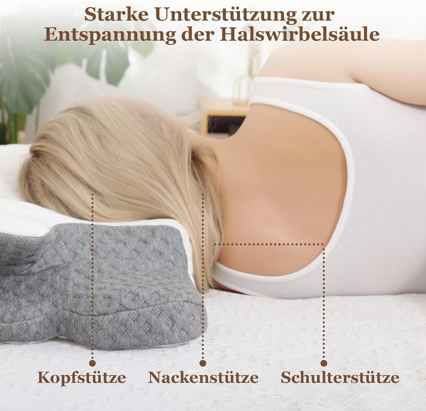 Wellsync Nackenkissen, ergonomisches Kissen, Memory-Schaum-Kissen, orthopädisches Kissen für Seitenschläfer, Rückenschläfer, Bauchschläfer, Nackenschmerzen, weiß, grau, orthopädische Nackenkissen, Naty Shop