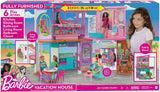 Barbie-Ferienhaus (116 x 77,9 cm), 6-Sitzer-Spielhaus, komplett möbliert mit Zubehör, Möbeln und Aufzug, faltbar und Aufbewahrung, Puppe, Geschenk für Kinder ab 3 Jahren, HCD50
