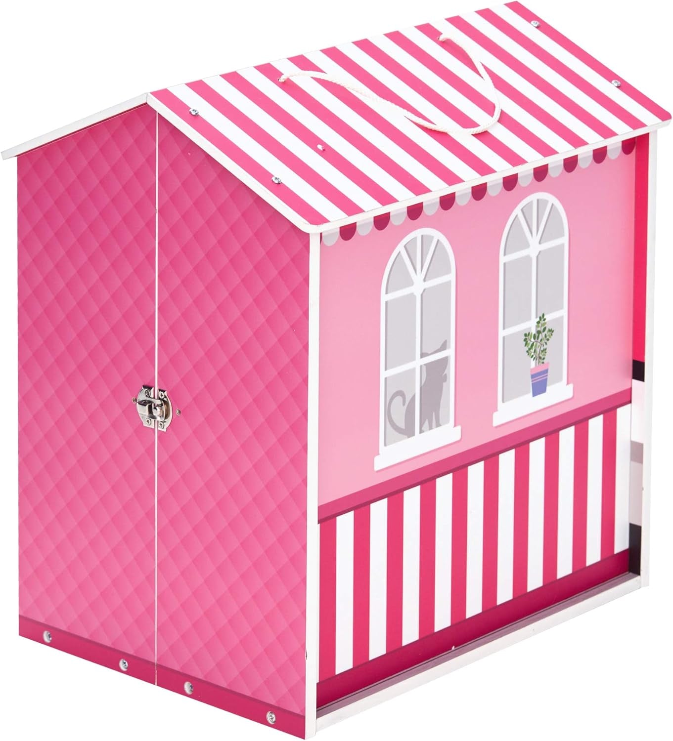 Teamson Kids – Dreamland City Café Puppenhaus 30 cm – Rosa/Weiß/Schwarz