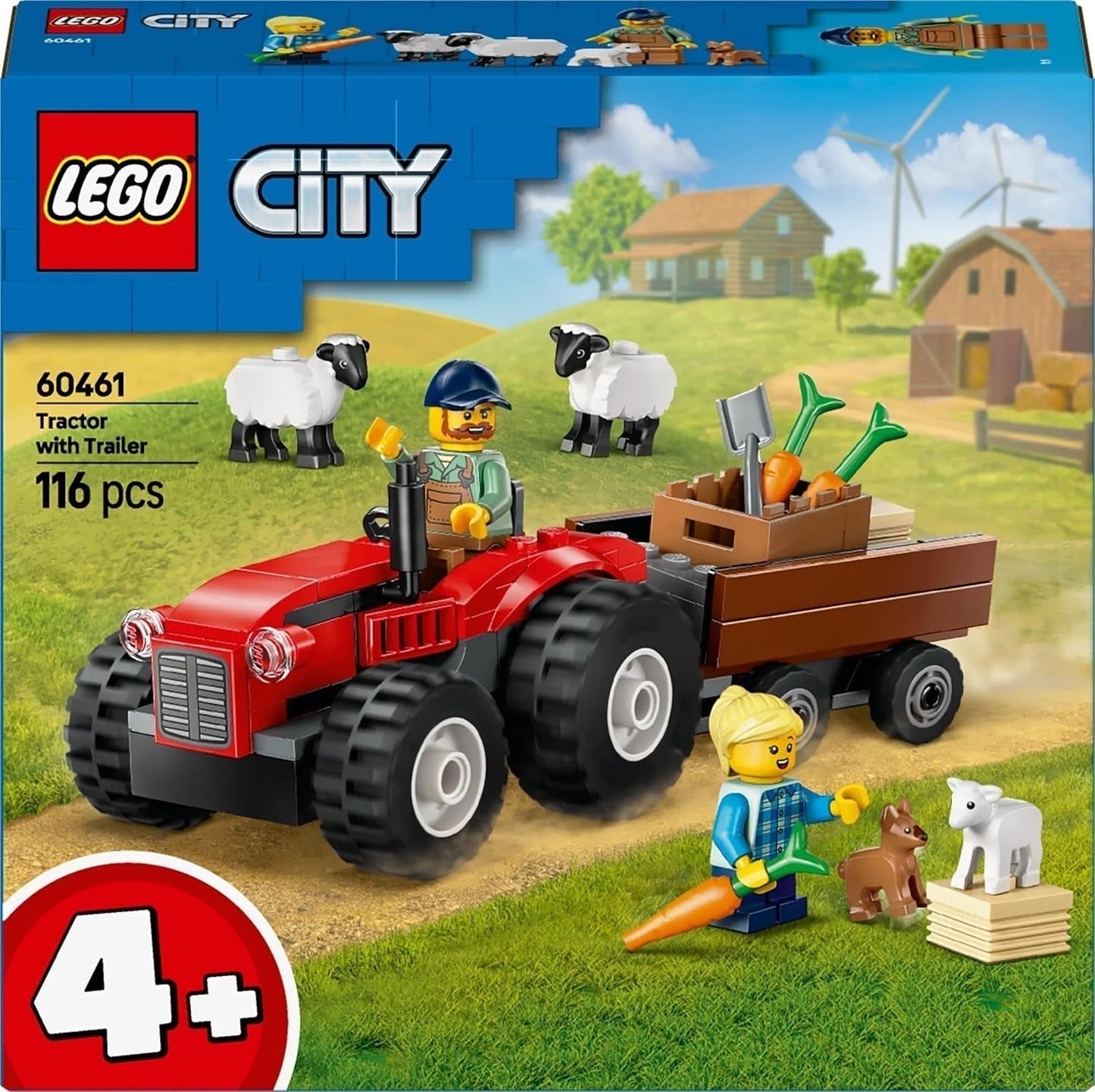 LEGO City Traktor mit Anhänger – Bauernhofspielzeug mit Traktor und Tierfiguren – Montessori-Spielsets für Jungen und Mädchen ab 4 Jahren – Geschenk mit 2 Minifiguren 60461 Bausets Besuchen Sie den LEGO-Store