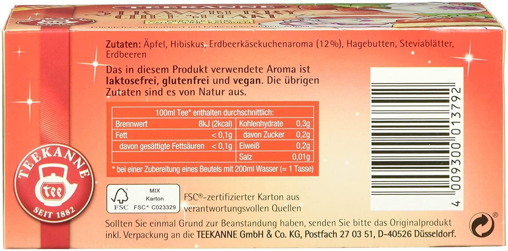 Teekanne Sweeteas Erdbeer-Käsekuchen Erdbeer-Käsekuchen 12er Pack (12 x 18 Teebeutel)