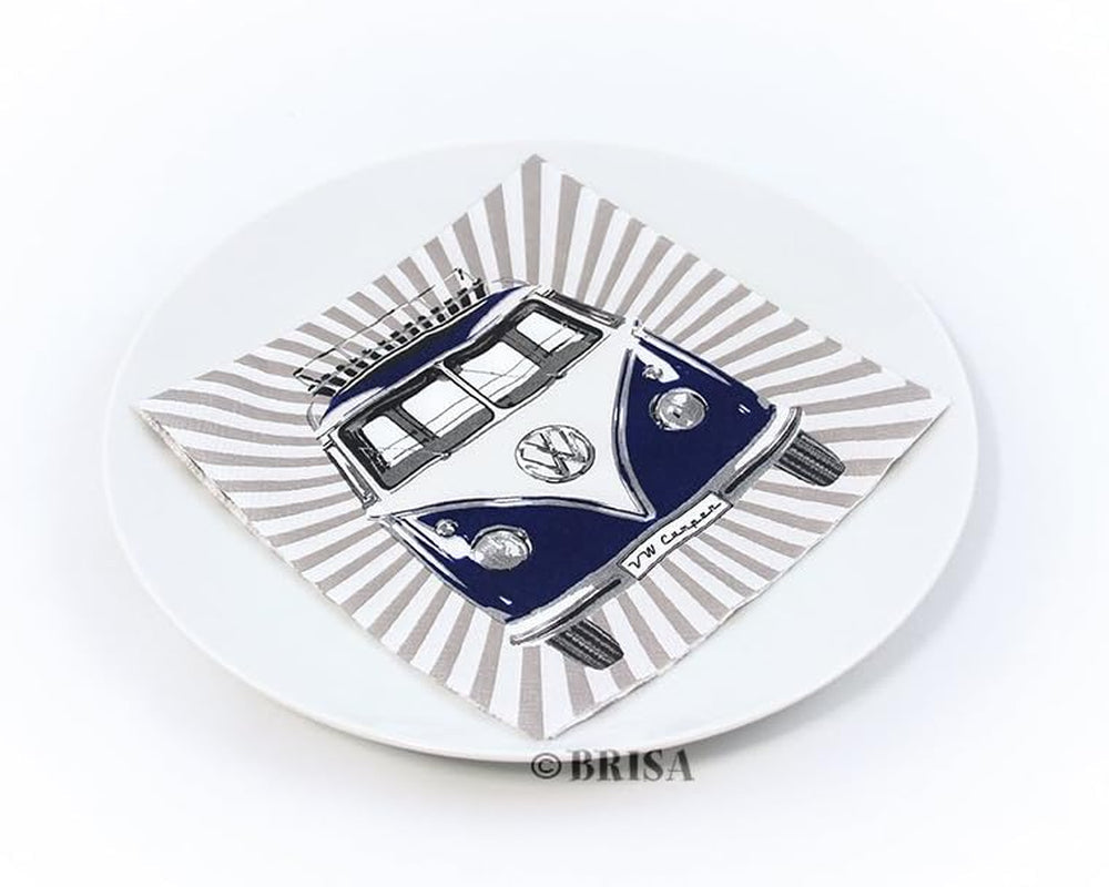 BRISA VW Collection – T1 Bus Volkswagen Tischservietten (Samba-Streifen/Rot/3-lagig)