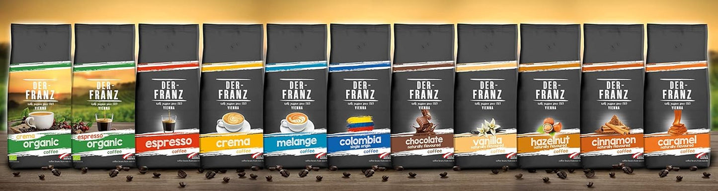 Der-Franz Melange Kaffee, Stärke 3/5, 100 % Arabica, ganze Kaffeebohnen, 4 x 1000 g