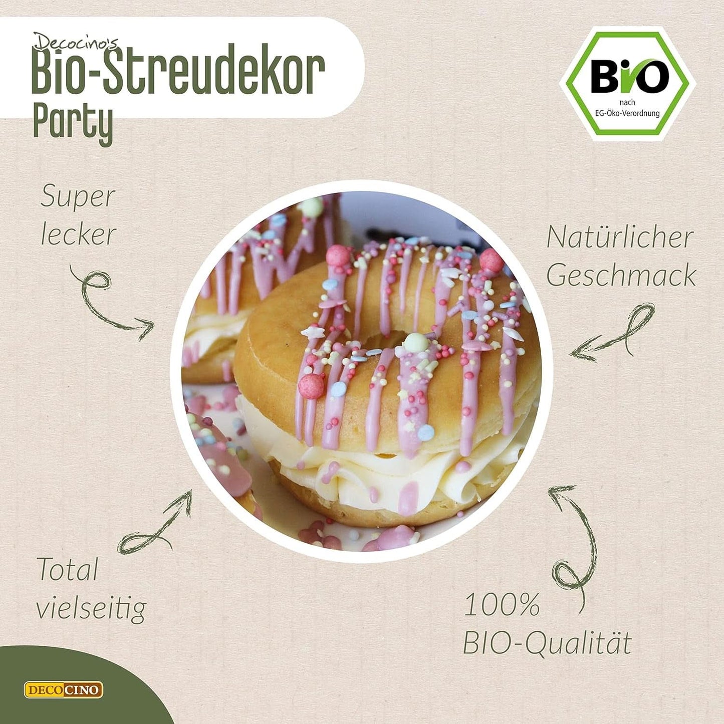 DECOCINO Bio-Dextrose-Vegan-Zuckerstreusel, 60 Gramm Streusel Naty Shop