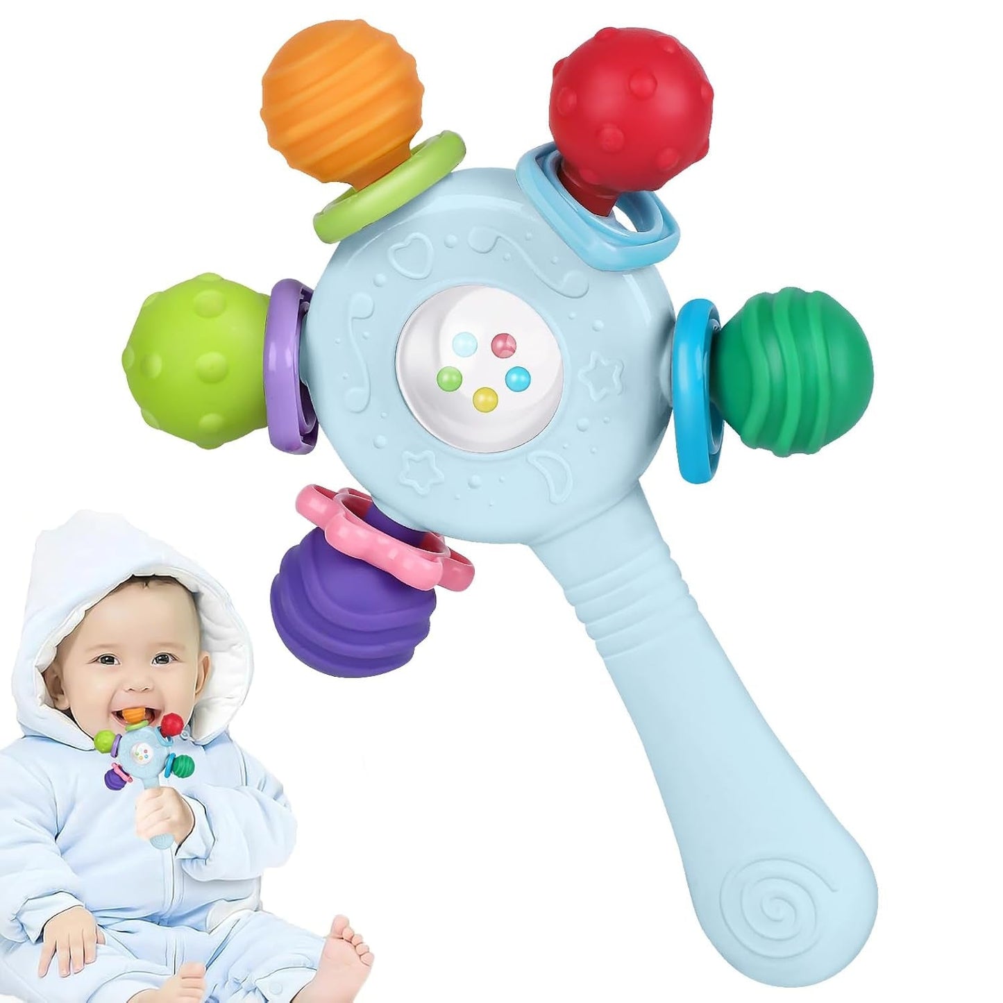 Baby-Beißringe in Lebensmittelqualität – BPA-frei, erstickungssicheres Design, verstärkter Griff, geeignet für Hör- und Zahnentwicklung, ideal für Babys von 0–36 Monaten (weiß)