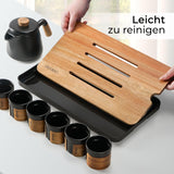 MIAMIO – Japanisches/chinesisches Tee-Set 6 x 100 ml/asiatische Teekanne 620 ml mit Tee-Ei, traditionelles japanisches Teekannen-Set für Teeliebhaber/Männer/Frauen (schwarz)