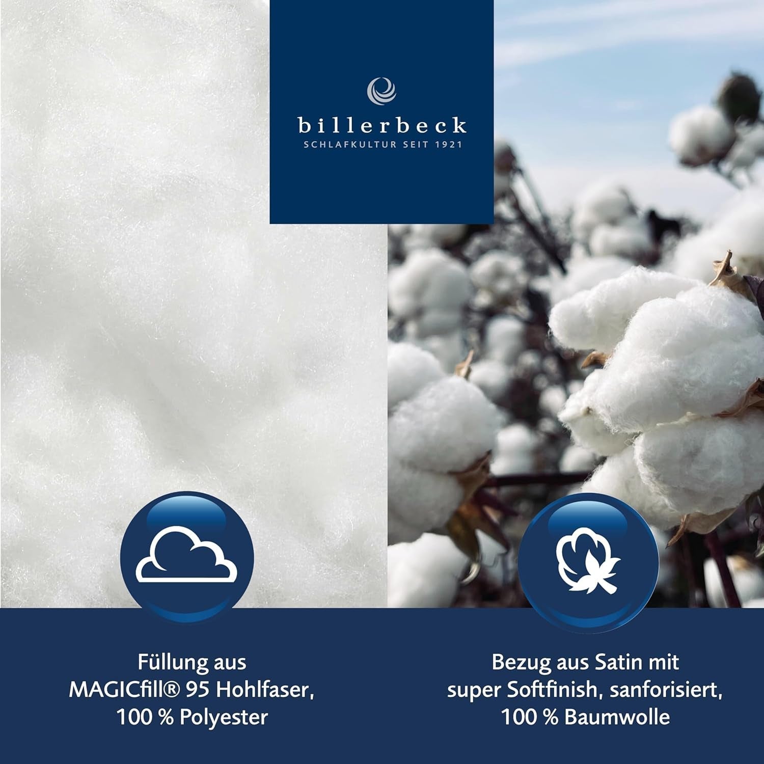 Billerbeck E22 Wash-Star UNO Steppdecke – Ganzjahresdecke – 135 x 200 cm – Fasersteppdecke – Magicfill® – Hohlfasern, 100 % Polyester – mit Eco Wash-Egg Steppdecken und Steppdecken Naty Shop
